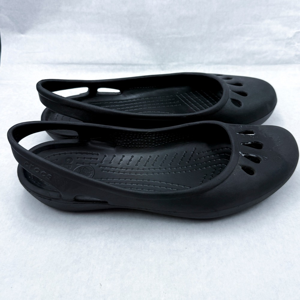 Crocs Kadee Slingback Ballet Flats Women 10 Black Comfort Work Shoes - Picture 2 of 7